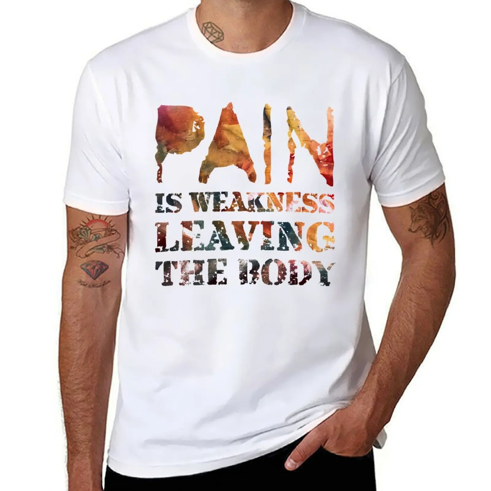 

Pain is Weakness Leaving The Body T-Shirt man t shirt designer man t shirt cotton high quality T-Shirt