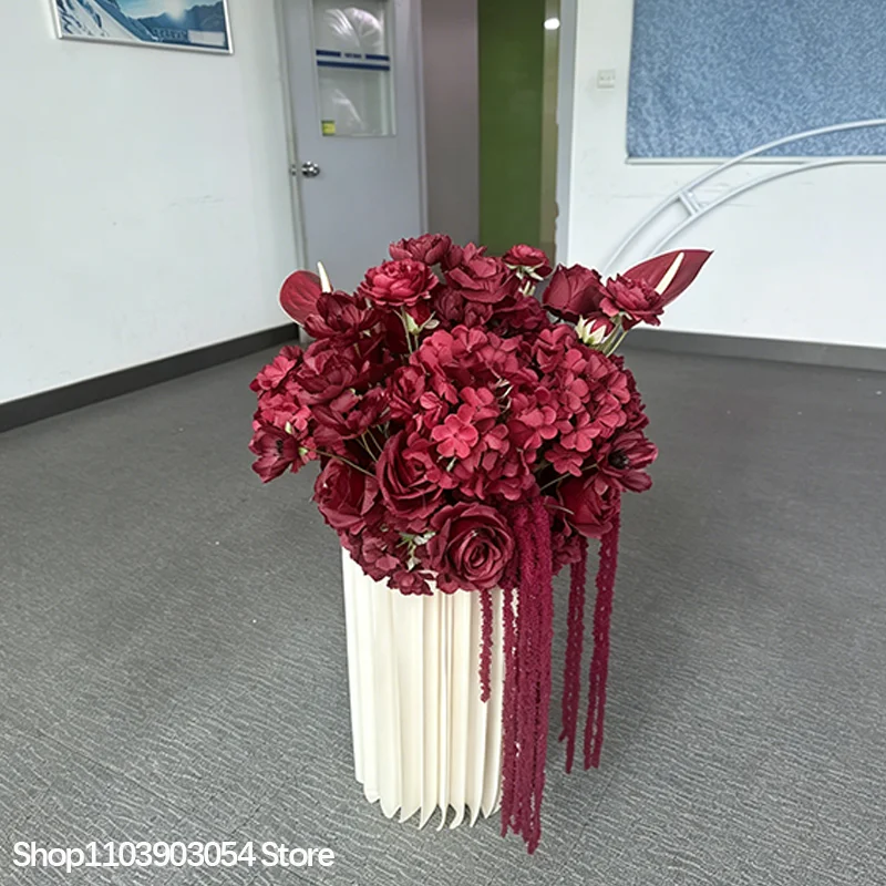 Weiß-Grüne Hortensie-Kalla-Lilien-Tischdekoration Künstliches Blumenarrangement Hochzeitstisch-Blumendeko Hotel-Empfangsblume – Detail 6