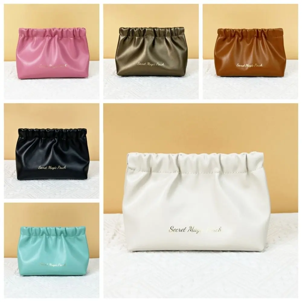 عارضة الكورية نمط بو ورقة الربيع حقيبة الذاتي إغلاق بلون البند الصغيرة أكياس حقيبة التخزين حقيبة مستحضرات التجميل السفر