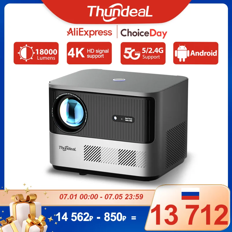 Проектор ThundeaL Full HD 1080P TDA6W с автофокусом, умный Android, Wi-Fi, ЖК-дисплей, светодиодный видео, домашний кинотеатр, портативный проектор, домашний кинотеатр