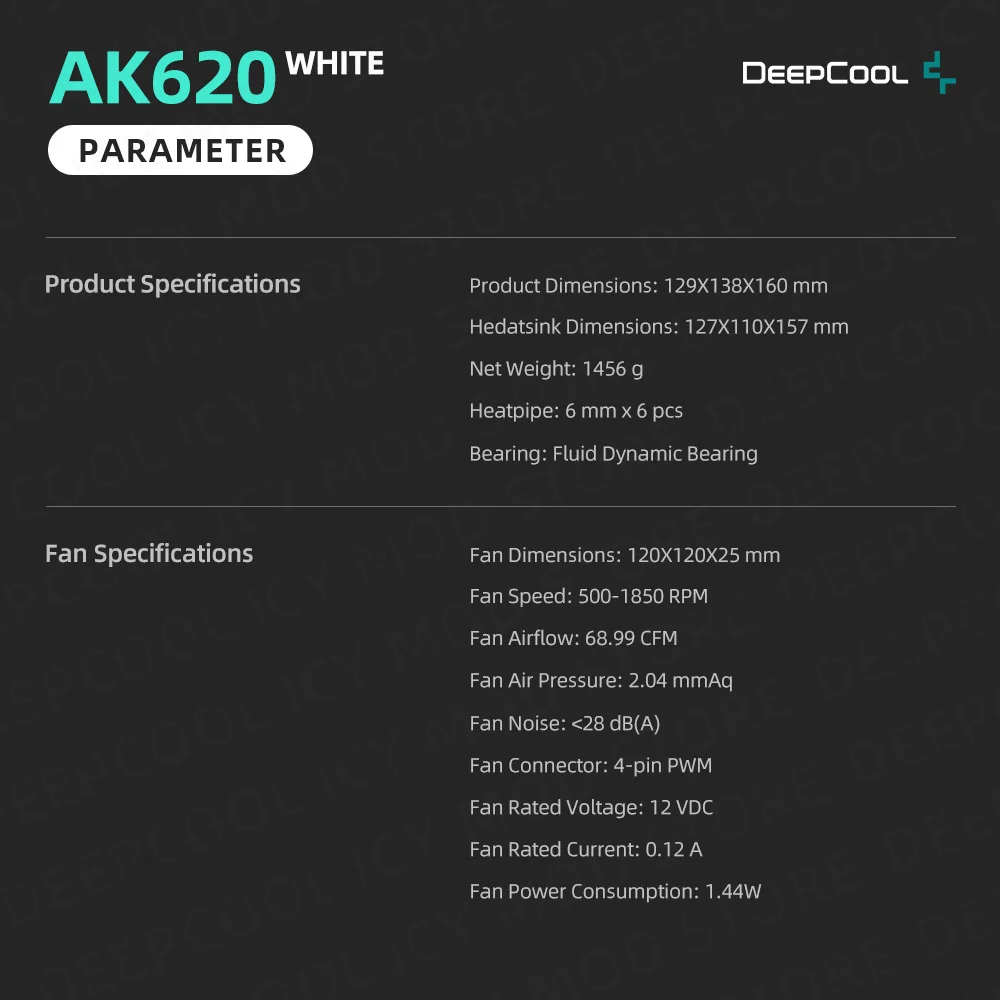 DEEPCOOL AK620 LGA1700 2011 115X 1200 AM4 bianco/nero 6 heatpipes CPU air cooler twin towers radiatore per Intel 12a generazione