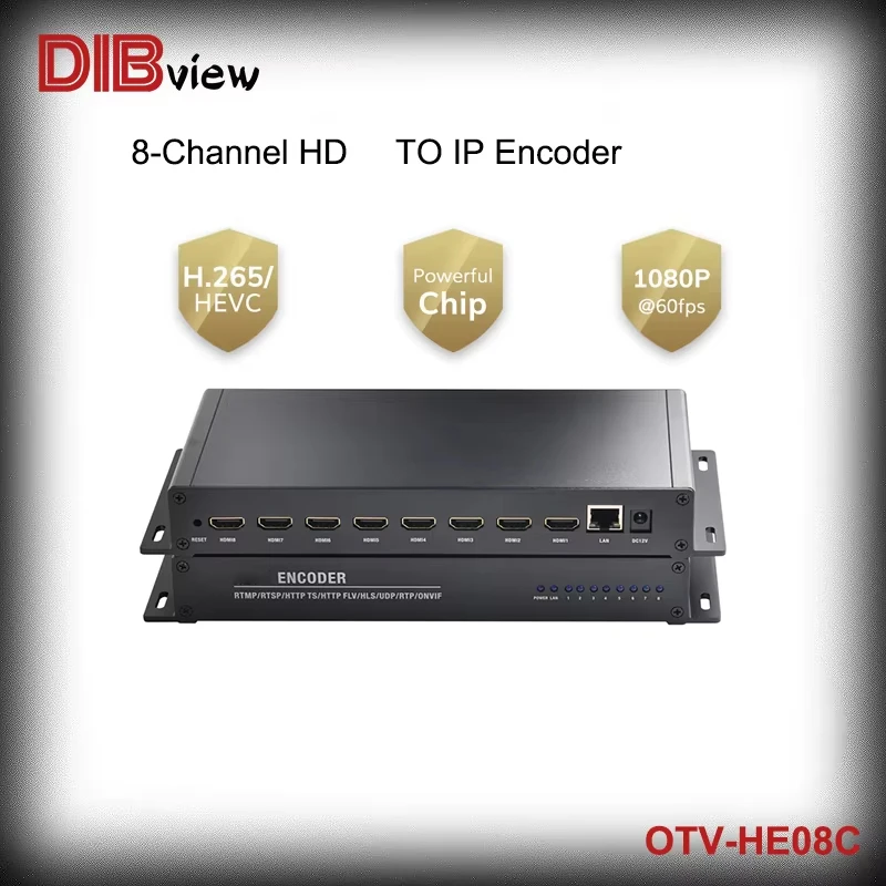 OTV-HE08C H265 H264 8 Channel HD HDMI-compatible to ip  Live Streaming Video Encoder for facebook