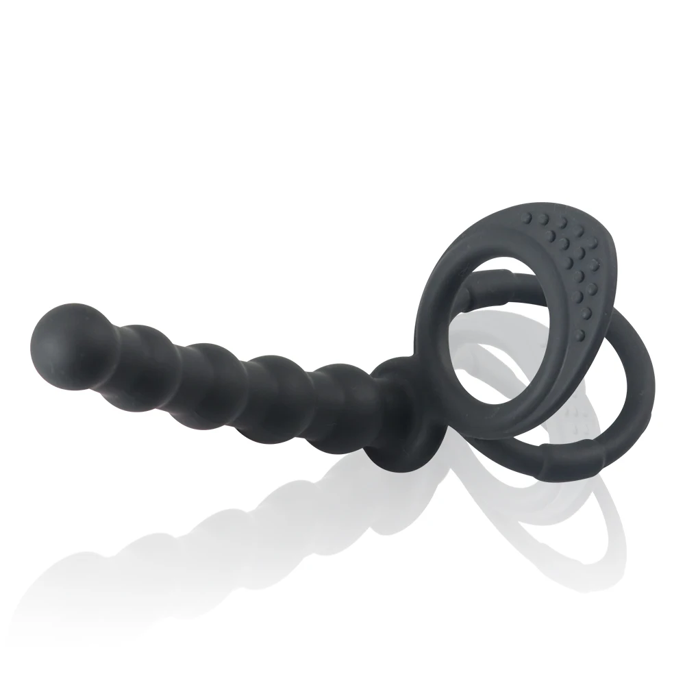 Couples Silicone Posterior Pull Beads with Penis Ring Delayed Ejaculation Dildo Anal Plug Masturbator Adult Sex Toys, Sex Toys image 2