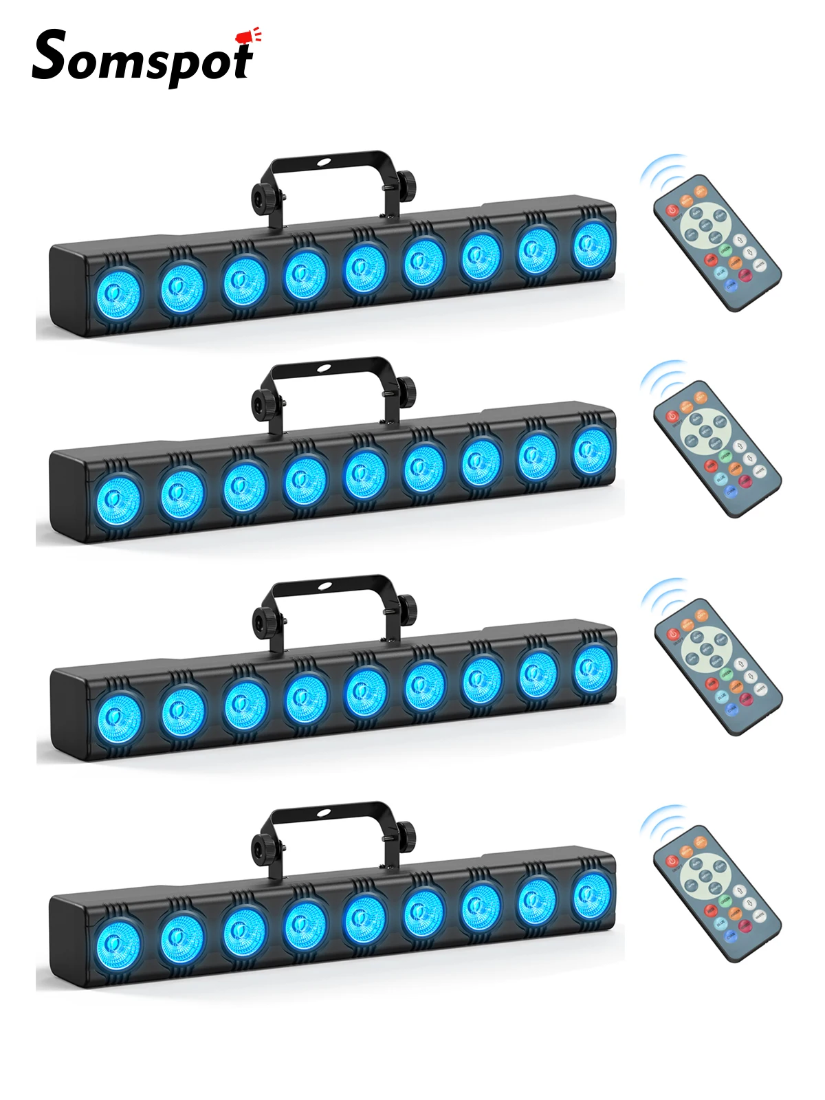 Somspot 4er-Set Wandfluter RGBW 4-in-1 DJ Disco Lichter 9 LEDs Lichtleiste Bühneneffektbeleuchtung Projektor für Konzert Hochzeit Theater Live-Show Bar Club Party