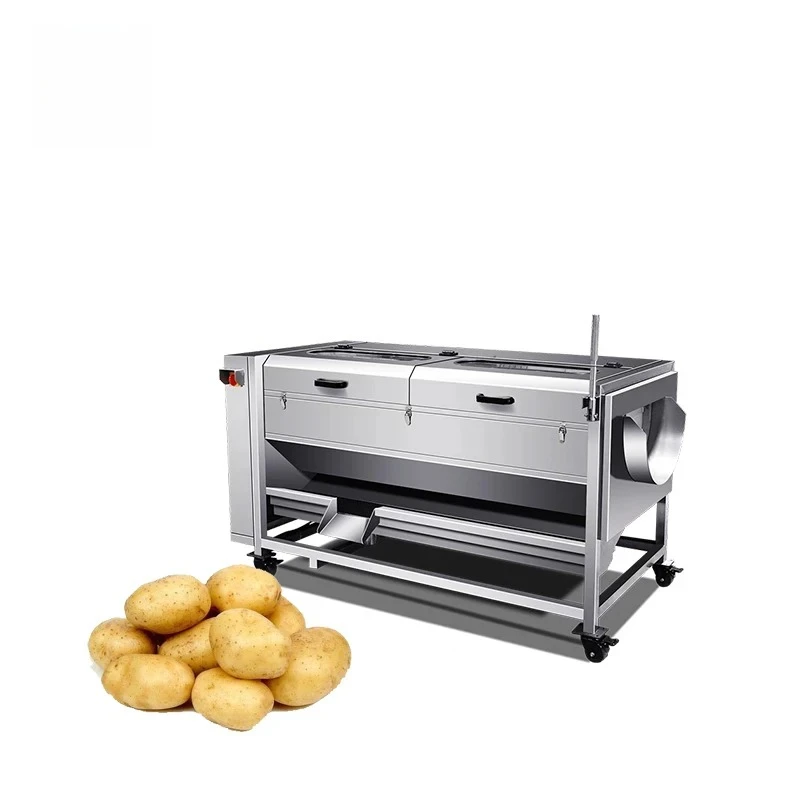 

Industrial Fruit & Vegetable Washing And Peeling Machine For Potatoes Carrots Taro Cassava With Brush Technology