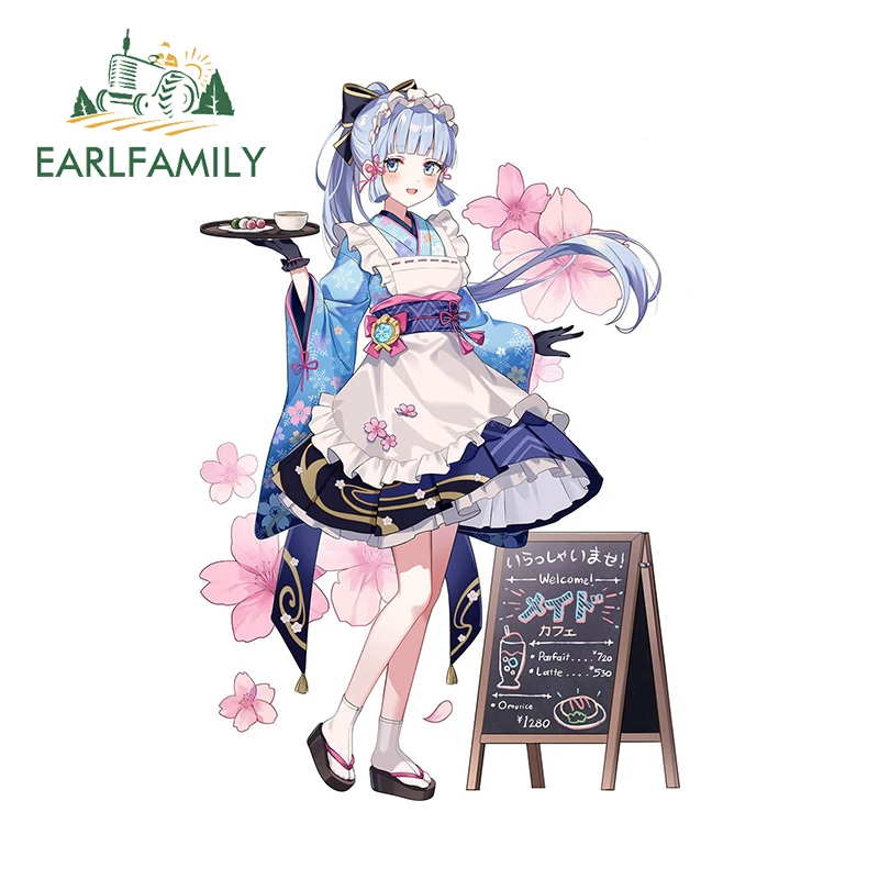 

EARLFAMILY 13cm ×8.4cm Genshin Impact Maid Kamisato Ayaka Car Stickers Cute Girl Decals Nice Fashionable Car Door Protector