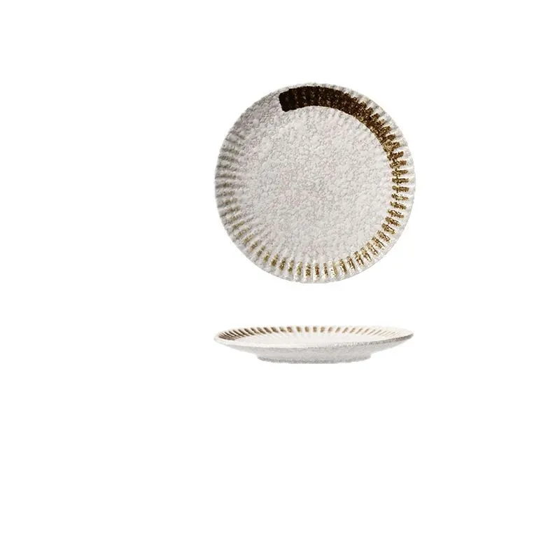 

LTT Japanese-style ceramic plate Commercial round plate Chrysanthemum-shaped cake dessert plate