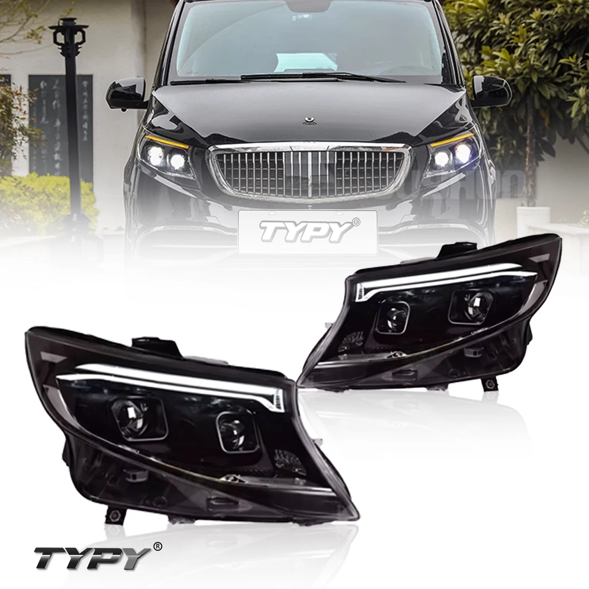 

TYPY Car Headlights For Benz V-Class Vito 2016-2023 LED Car Lamps Daytime Running Lights Dynamic Turn Signals Car Accessories