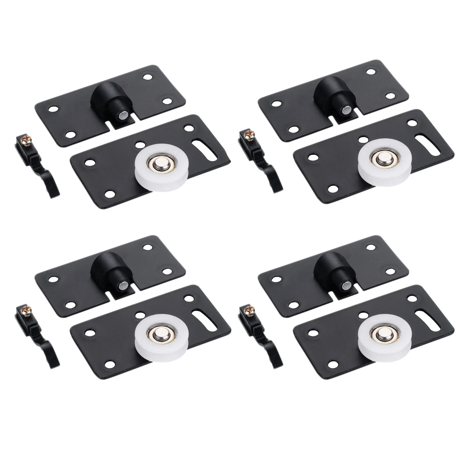 Hot New 4Pcs/Set Iron Wardrobe Door Wheel Cabinet Wheel Cabinet Sliding Door Roller Set Drawer Door Pulley 3.3X1.8X0.1inch