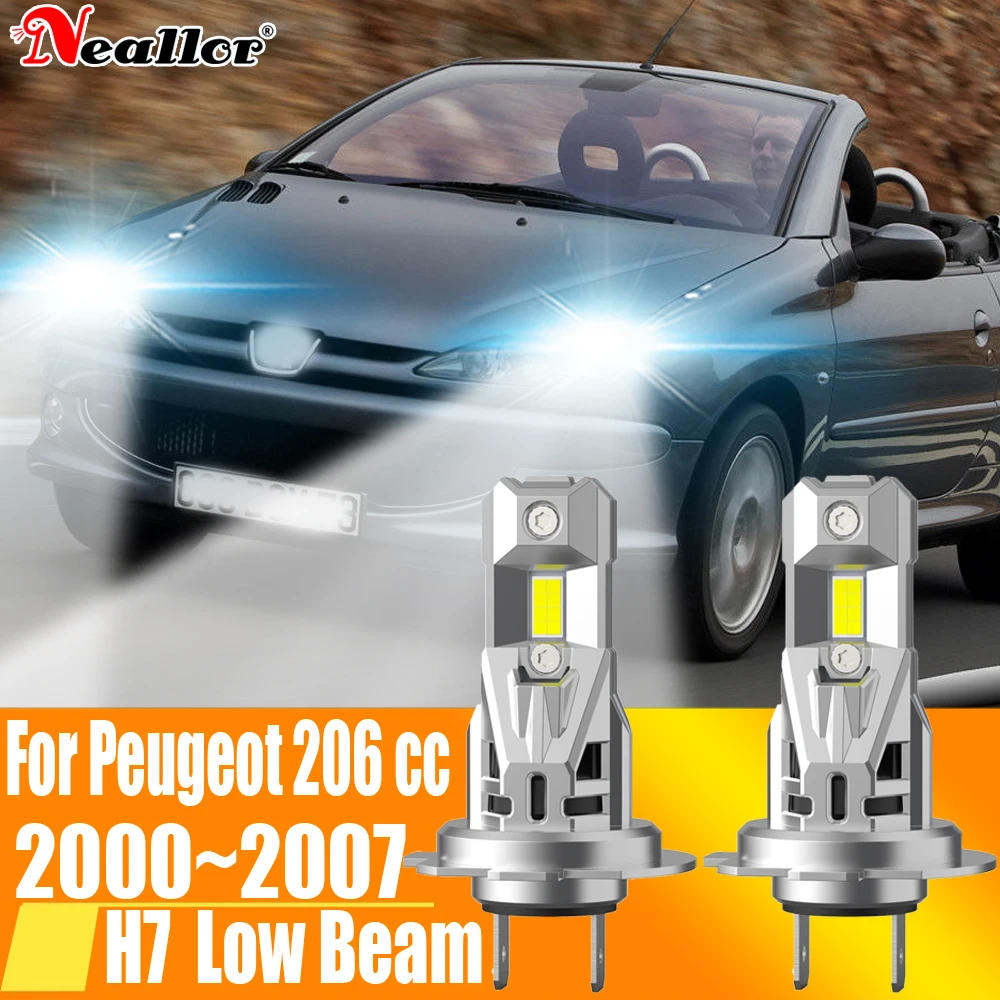 2pcs H7 Led Headlight Canbus No Error H18 Car Bulb High Power 6000K White Light Diode Lamp 12v 55w For Peugeot 206 cc 2000~2007