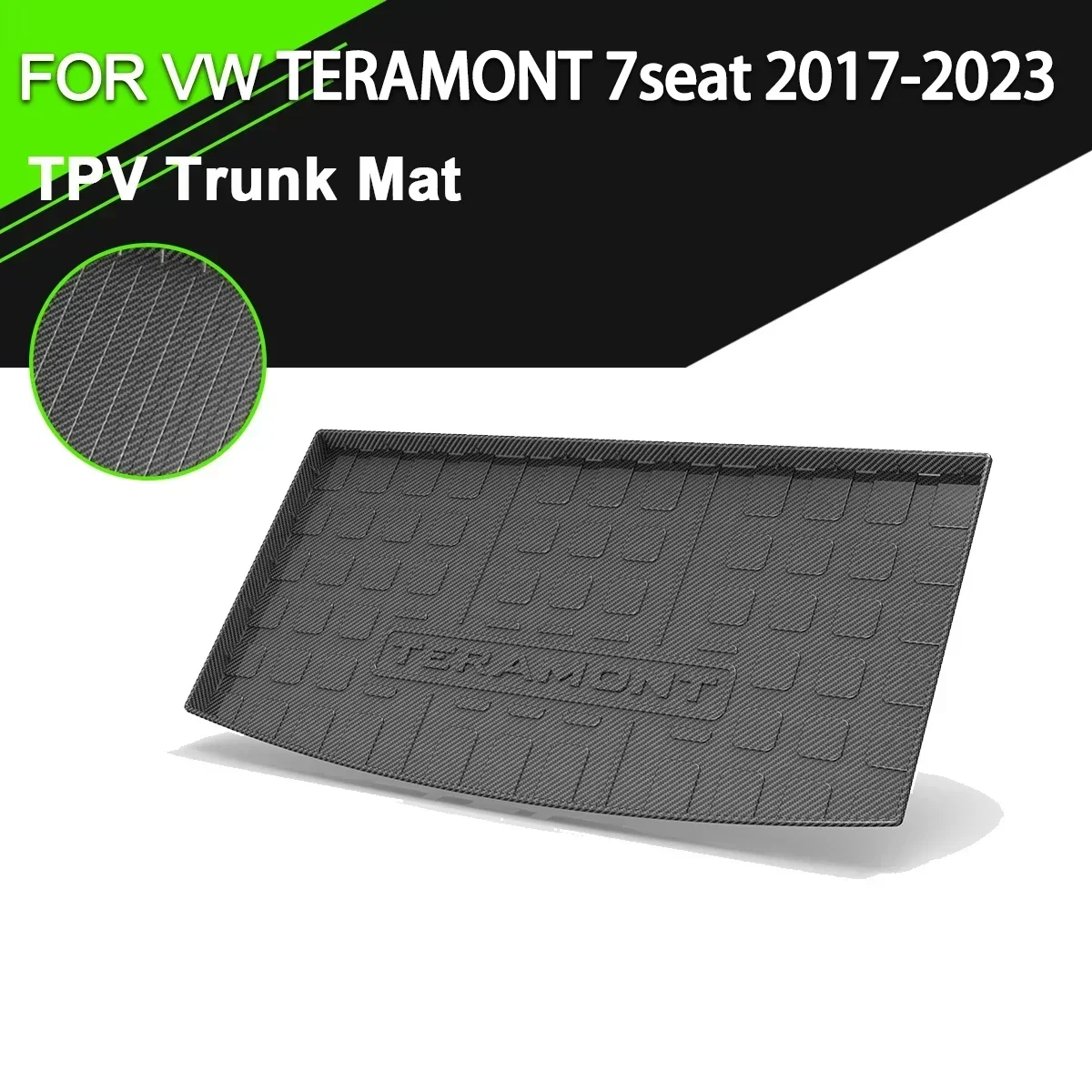 

Car Rear Trunk Cover Mat TPV Waterproof Non-Slip Rubber Cargo Carbon Fiber Pattern Liner For VW TERAMONT 2017-2023 7 Seater