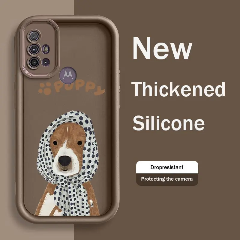 G20 Puppy Silicone Phone Case For Motorola Moto G84 64 54 53 G34 30 24 22 14 10 04 S Shockproof Protection Back Cover