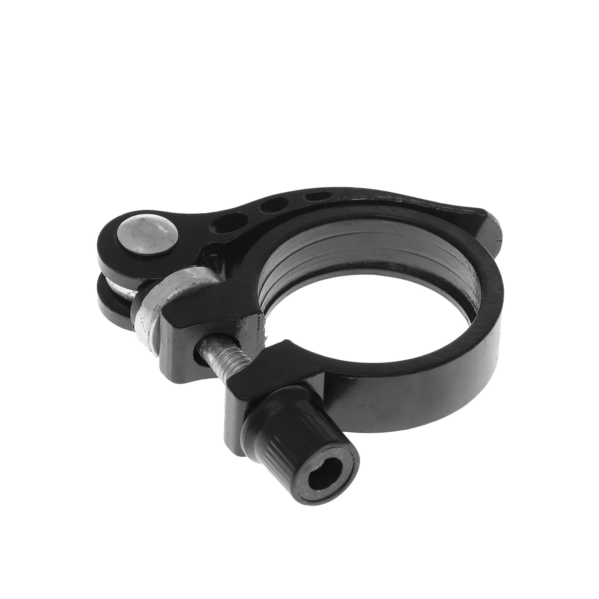 

34.9mm Quick Release Seatpost Clamp Black Aluminum Alloy Cycling Accessory Easy Adjust No Tools Required Durable Use