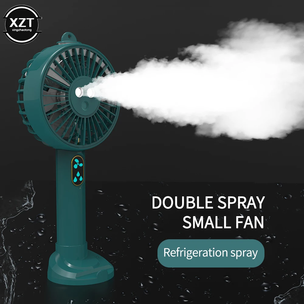 Portable Outdoor Travel Handheld Fan 2 in 1 Water Mist Fan USB Desktop Fan Portable Hydration Meter Mini Fan