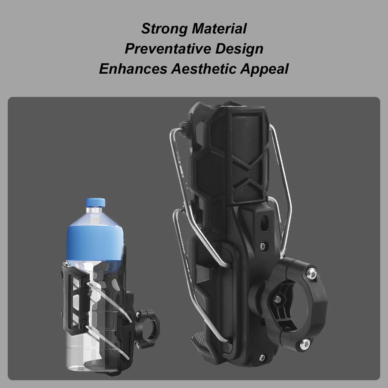 

1pc Motorcycle Drink Holder Adjustable Size Bicycles Frame Water Bottle Cage No Drill Drink Holder For 1.26-3.15 Inch Diameter