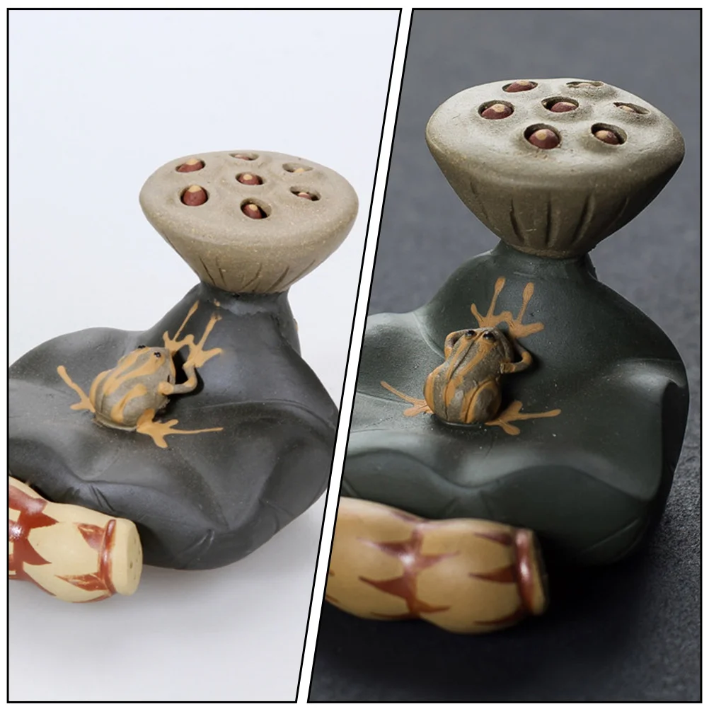 

1Pcs Tea Cup Lid Holder Purple Clay Lotus Root Creative Decor Tabletop Ornament Indoor Tea Set Accessory