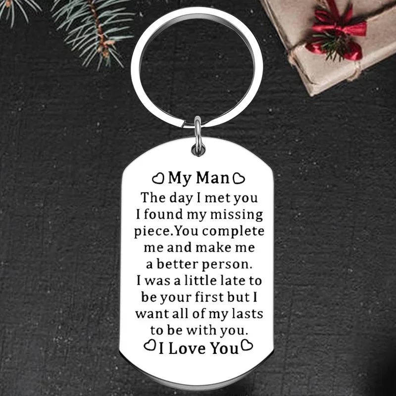 

Cute Lovers Couple Keychain Pendant Husband Wife Birthday Key Chains I LOVE YOU Couples Gifts