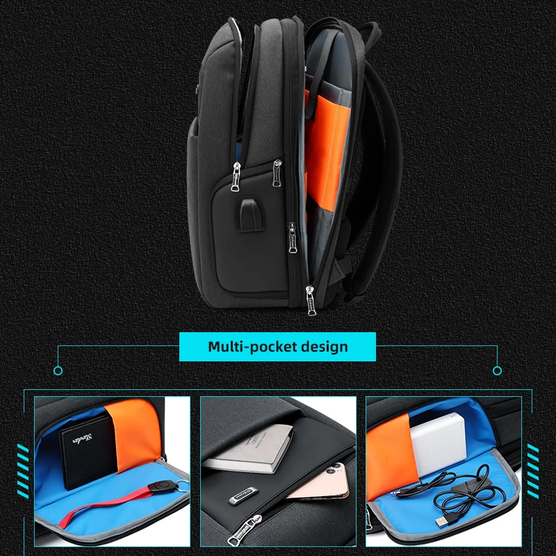 Imagem -02 - Wiersoon-mochila de Negócios Multifuncional Masculina Bolsas de Viagem Expansíveis Mochilas Leves Impermeáveis 15 Laptop 40l