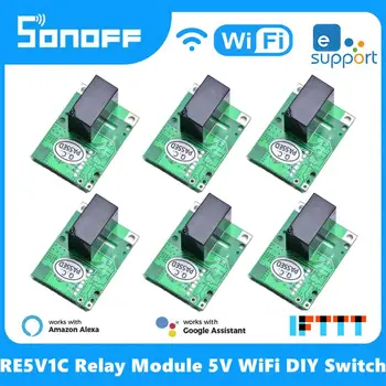 SONOFF RE5V1C Wifi DIY Switch 5V DC Relay Module Smart Wireless Switches Inching/Self-locking APP/Voice Via Alexa Google Home