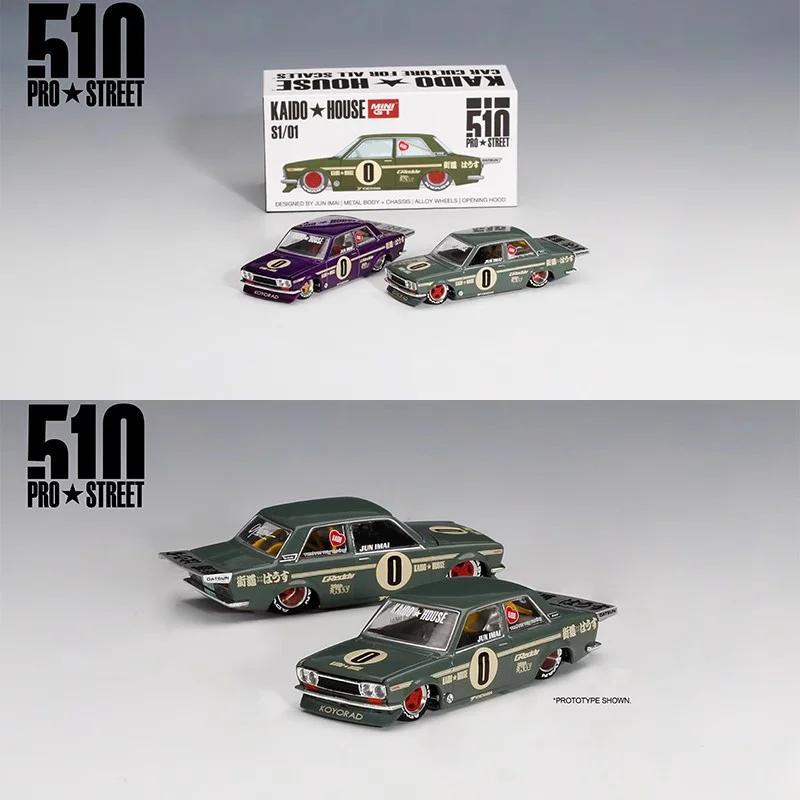 Nuevo en Stock Tsm Mini Gt Kaido House 1:64 Dartsun 510 aleación de simulación miniatura modelo de coche de fundición juguete para regalo personalizado para niños
