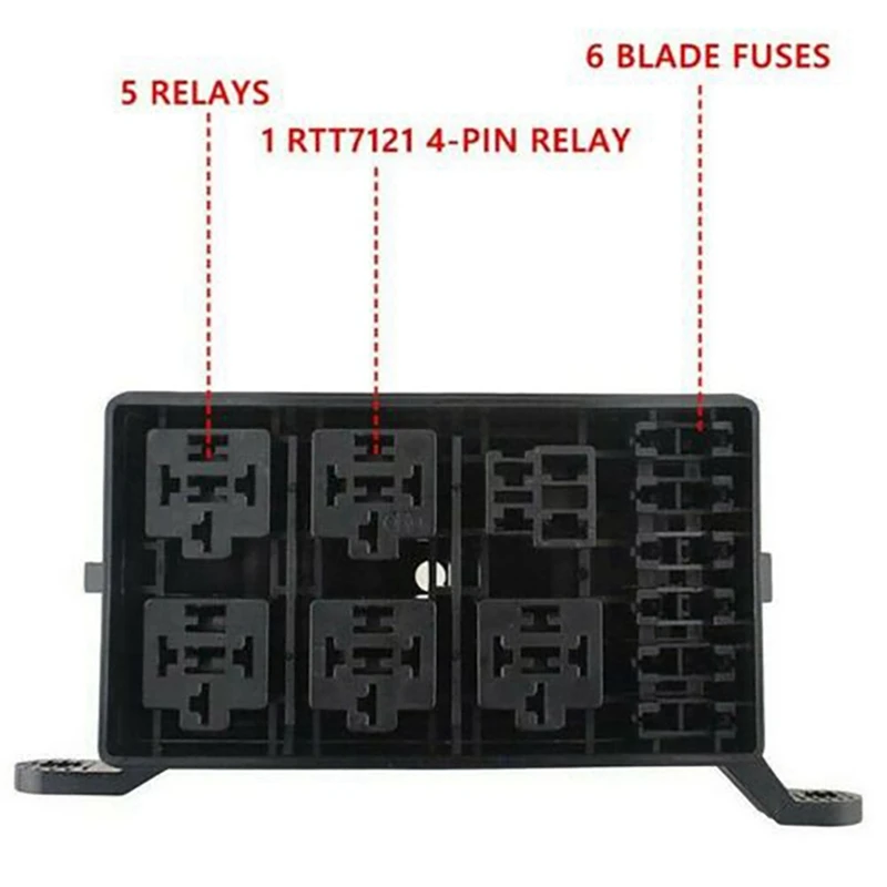 8X Fuse-Relay Box 5-Fuse Holders 6 Relay Block Holders Fuse-Block 12V Fuse-Box Car