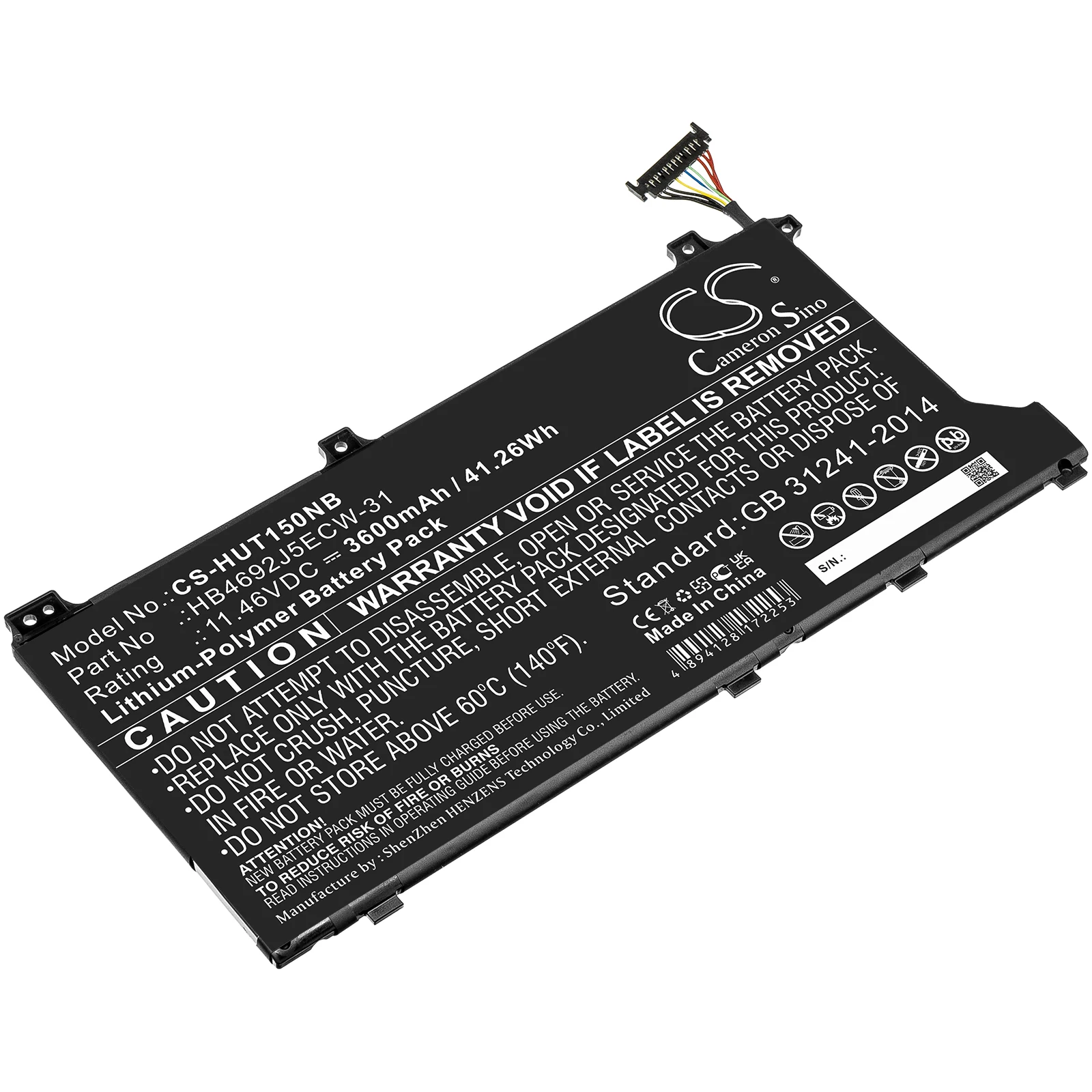 CS Replacement Battery for Huawei MateBook D 15 2020,MateBook D 15,MateBook D 15-53010TUY PN:HB4692J5ECW-31 3600mAh / 41.26Wh
