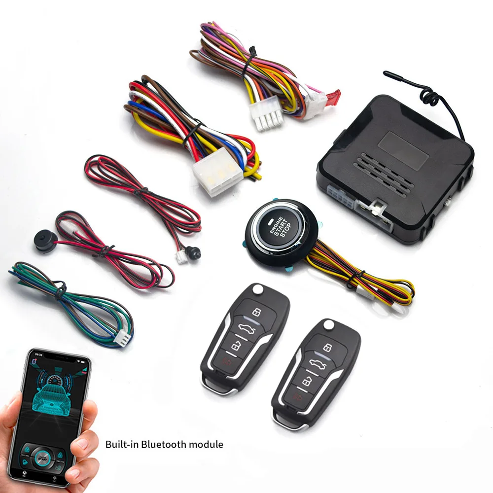 12V Car Alarm Universal Auto Start Stop System Remote Mobile Bluetooth App Control Engine Ignition Autostart Kit Push Accessory