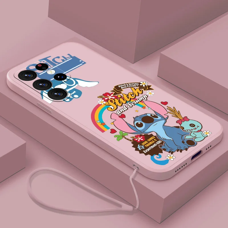 Good looking Disney Stitch For Samsung S10e S20 S21 S22 S23 S24 Plus Lite Ultra FE 4G 5G Liquid Rope Silicone Phone Case Funda