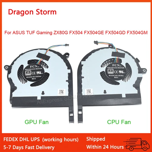 Nuevo ventilador de refrigeración GPU para CPU de ordenador portátil para ASUS TUF Gaming ZX80G FX504 FX504GE FX504GD FX504GM DC5V 4 pines 13NR00J0P02011 13NR00J0P01021
