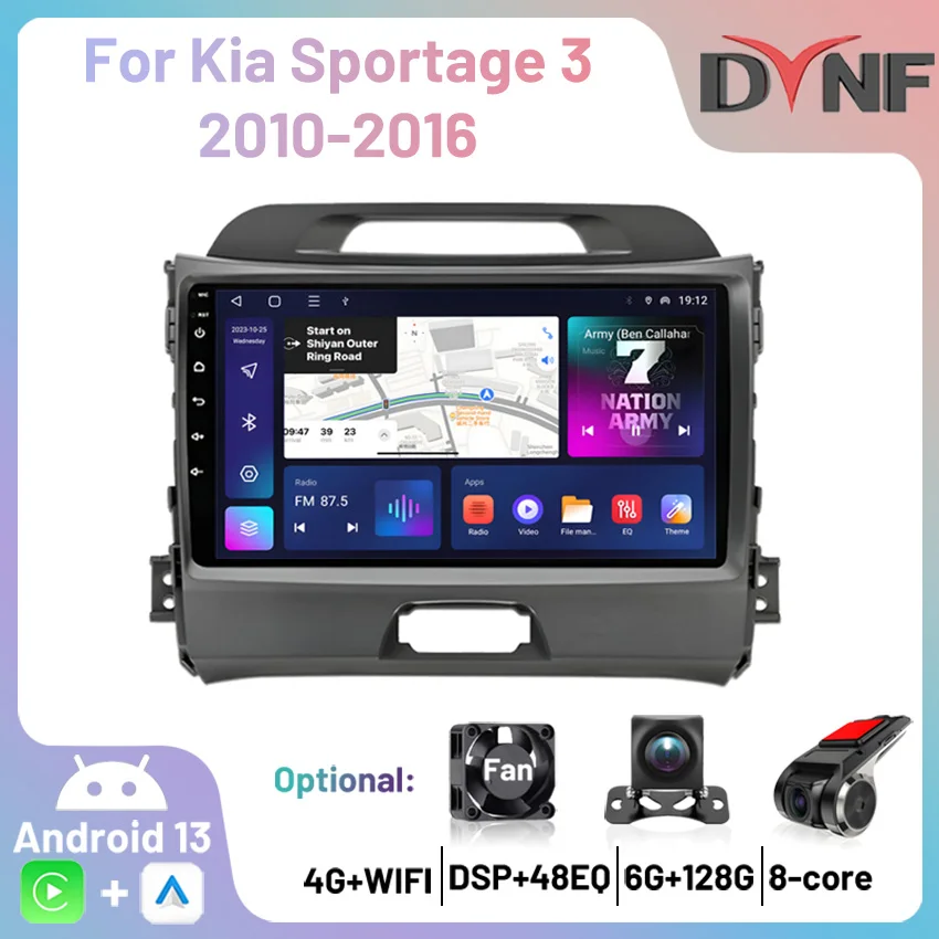 

2Din Car Radio For KIA Sportage 3 2010-2016 Carplay Android Auto Multimedia Video Player GPS Navigation FM Bluetooth Autoradio