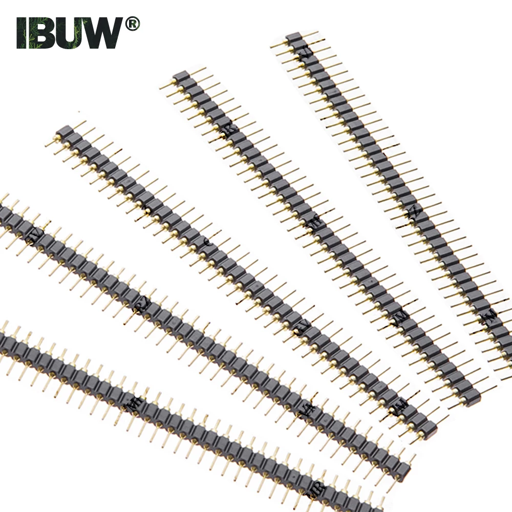 5PCS 2.54mm Pin Connector Strip Round Needle 40Pin 40P Header Strip Male Header Single Row 40 Pin 1x40 Connector
