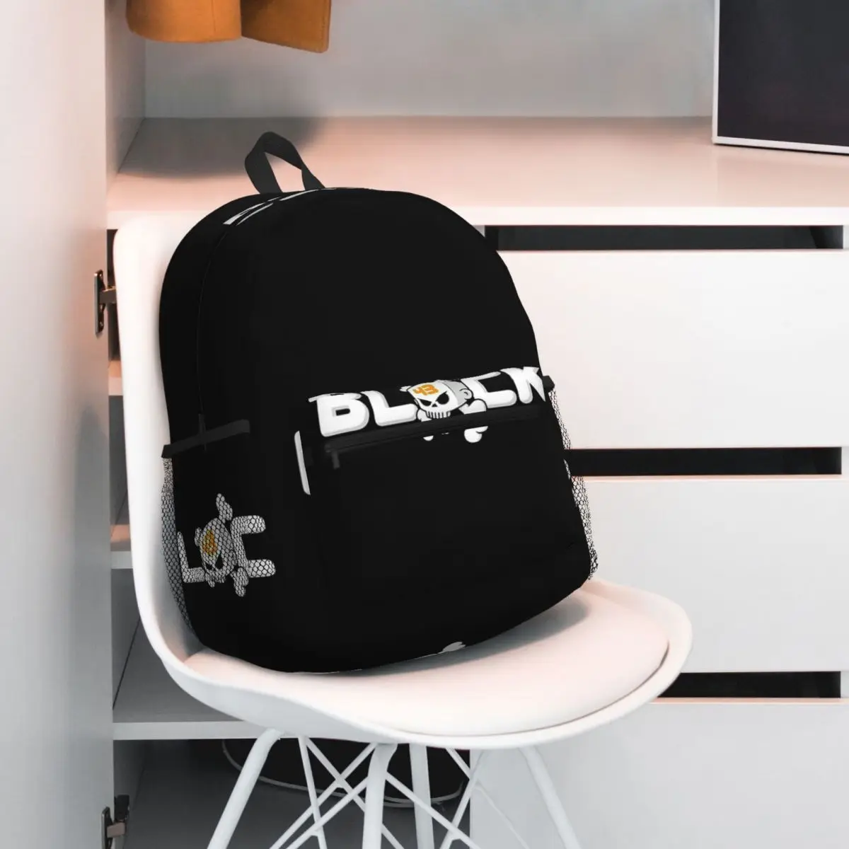 Ken Block Acrylic Skull Backpack Daypack Large Capacity Kids BookBag School Bag Shoulder Bags for Men Women