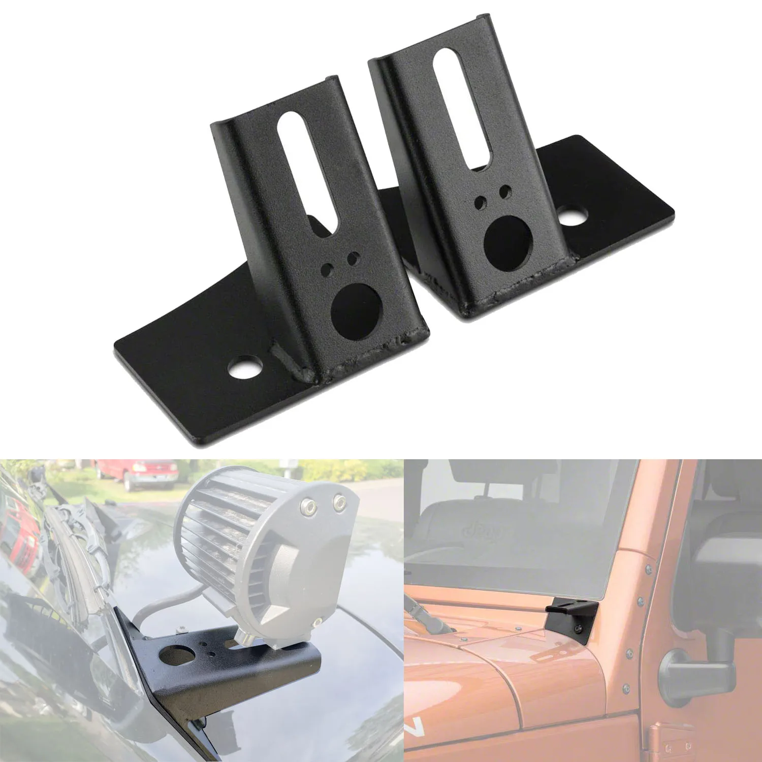 

A-Pillar Spotlight Mounting Bracket Offroad Car Hood Corner Light Holder Clamp for JEEP Wrangler JK 2007-2017