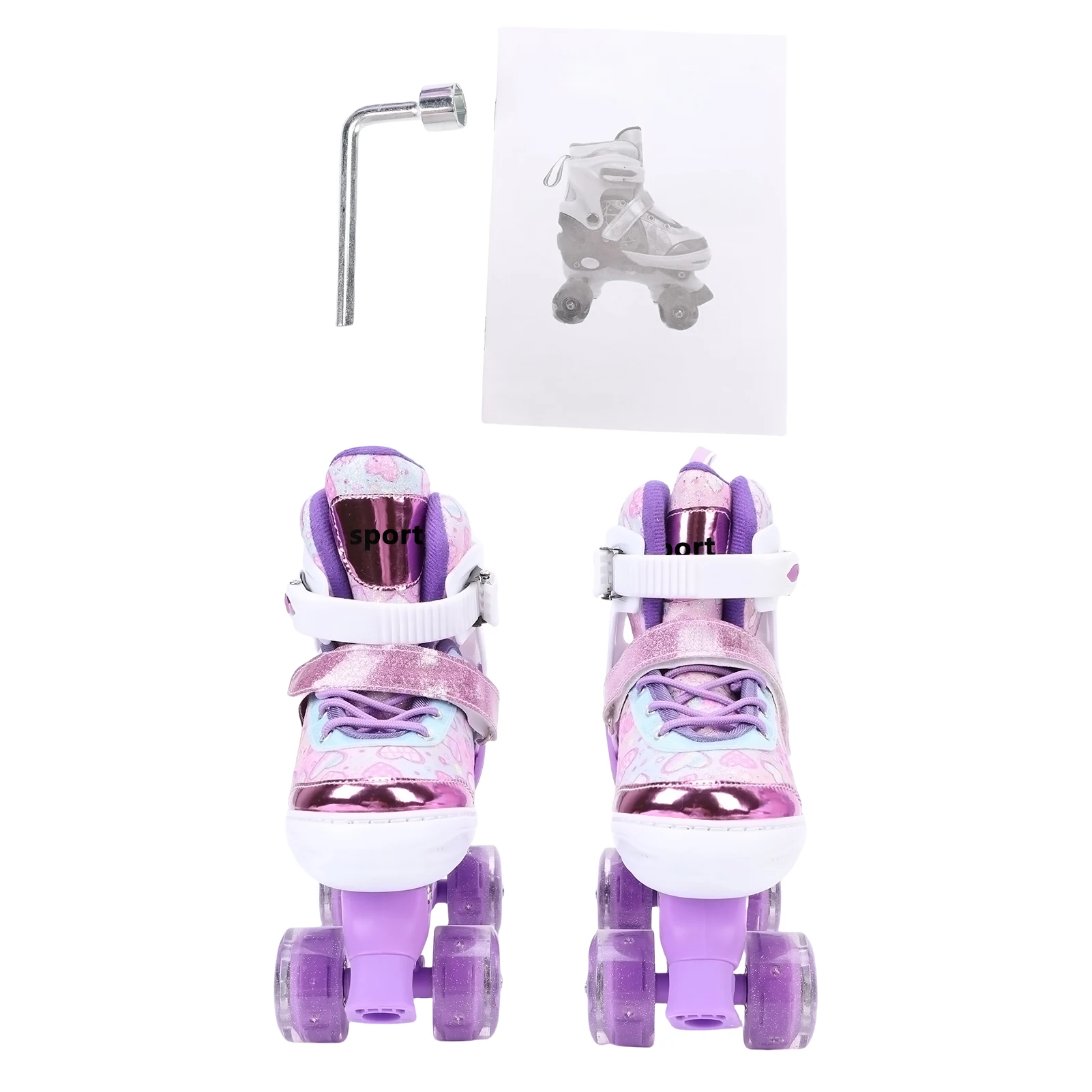 Роликовые коньки для девочек от 6 до 12 лет, 4 размера, мигающее колесо ABEC, тройной подшипник для улицы и помещения