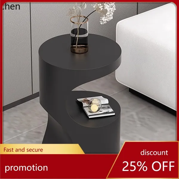 

HXL Bedroom Bedside Table Simple Round Side Table Iron Art Side Table