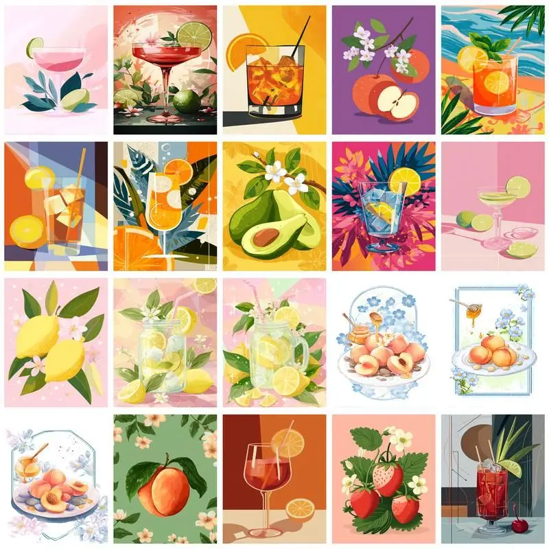 CHENISTORY-pintura al óleo con ilustración de frutas, Kits de paisaje, imagen pintada a mano por número, dibujo sobre lienzo, decoración del hogar DIY G