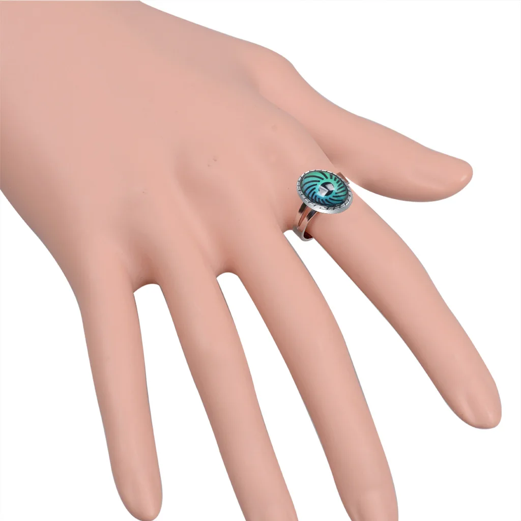 موضة ريترو العين الأحجار الكريمة حساسة للحرارة اللون تغيير المزاج الدائري قابل للتعديل خمر Anillos Mujer خواتم للنساء الرجال