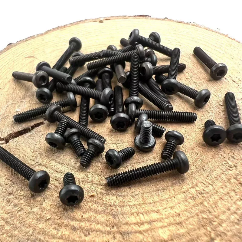 10/50pcs M1.6 M2 M2.5 M3 M4 Black Steel GB2672 Six-Lobe Torx Pan Head Screw Six Lobe Round Button Head Bolt Metric Thread