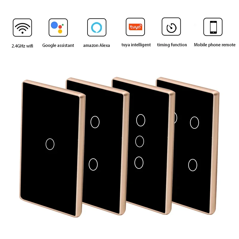 Tuya Australian Standard Intelligent Switch Set 1 3-Channel 120v Household Wall Switch, Mobile App Remote Control Voice Control