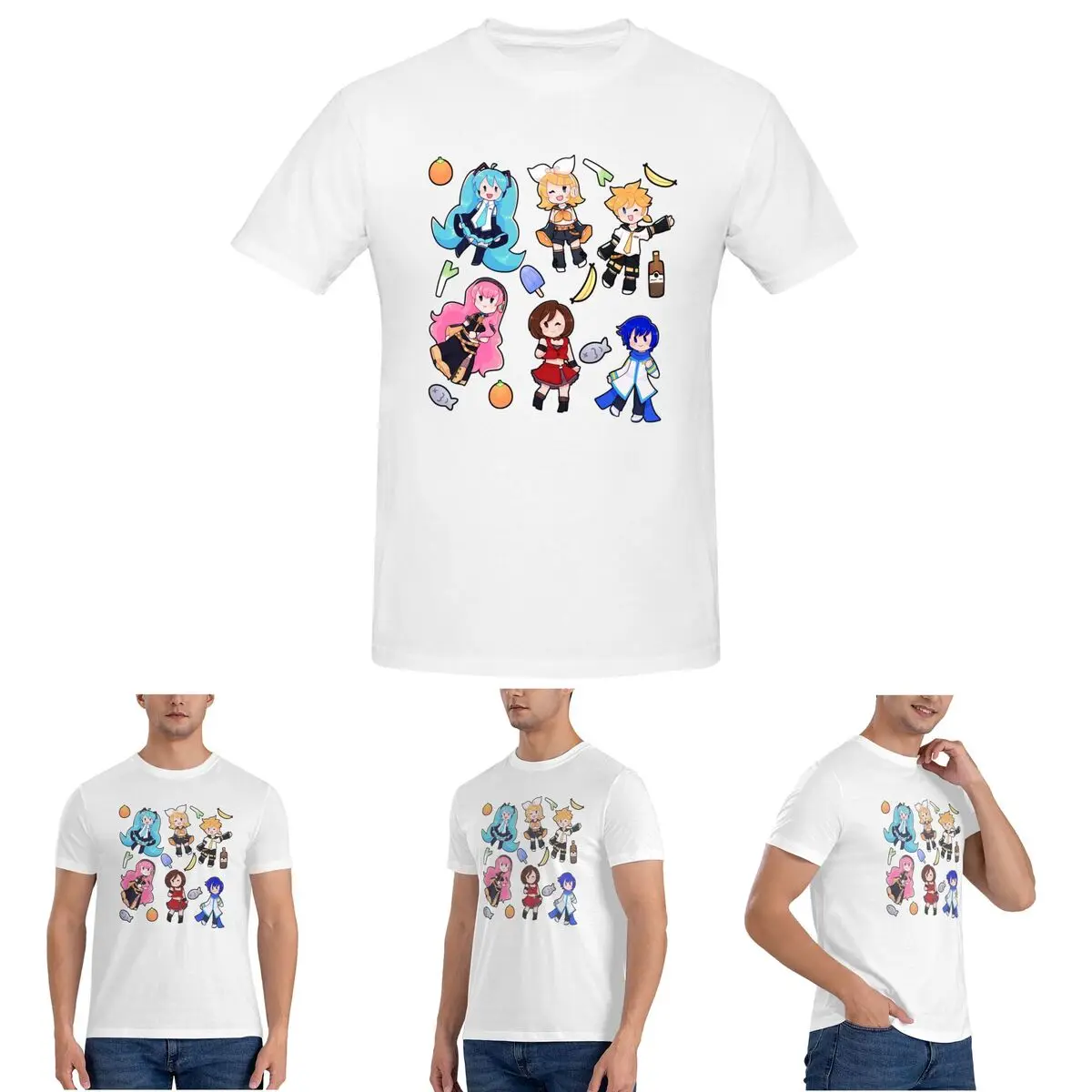 ボーカロイドちびカオス！-ミク-tシャツ男性用綿オーバーサイズ-tシャツメンズ-tシャツショート-o-ネック夏服トップス-s-6xl