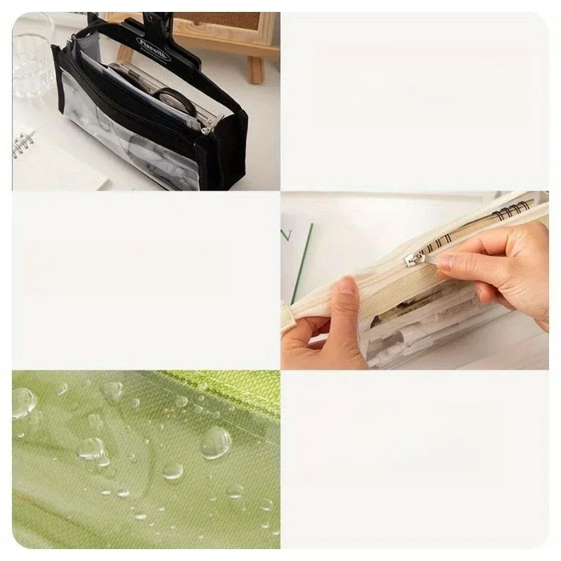 مقلمة ذات سعة كبيرة مكونة من ستة طبقات، لوازم قرطاسية عالية المظهر، حقيبة أدوات تخزين PVC شفافة #3