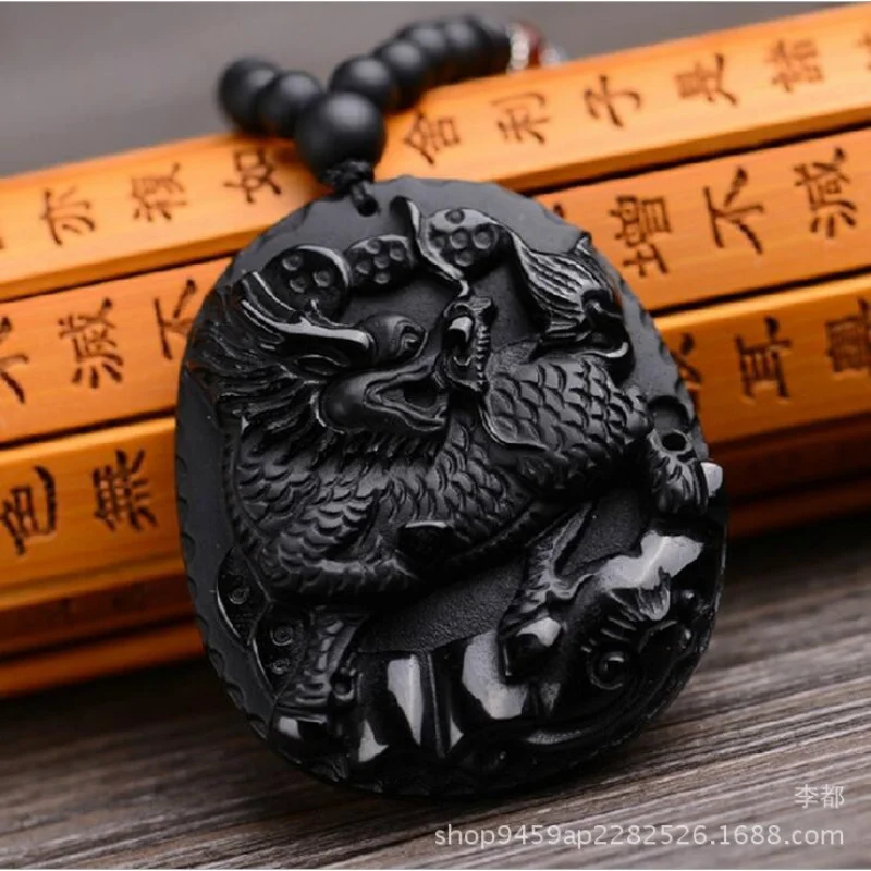 

Натуральный матовый обсидиан, кулон в виде летающего единорога, ожерелье Pixiu, благословение и процветание, властное мужское ожерелье, кулон