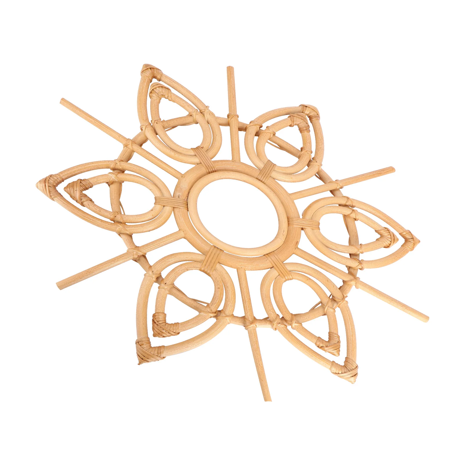 

1Pcs Rattan Mirror Decor Khaki Woven Wall Hanging Ornament Home Mirror Pendant Room Adorn Texture Wear Resistant