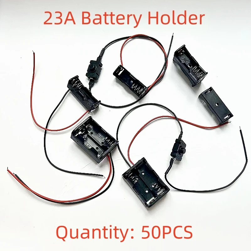 50PCS Battery Holder 23A /A23 Battery 12V Clip Holder Box Case Black With Wires/Pins Quality 12V 23A MN21 MS21 Battery Case