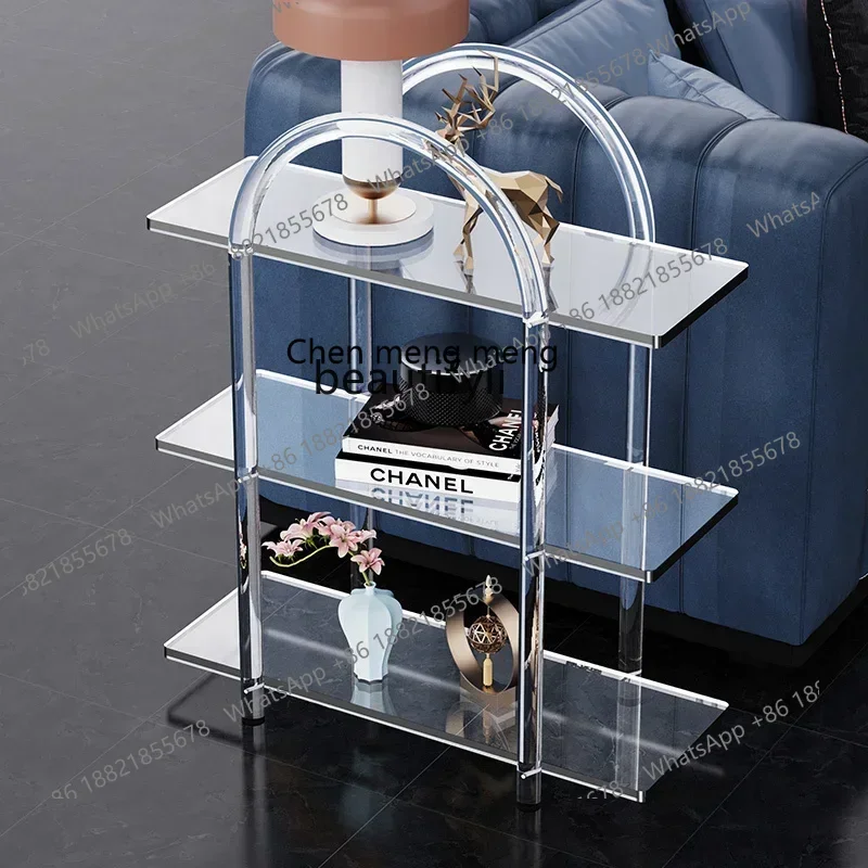 

xz1Transparent Acrylic Side Table Corner Table Nordic Ins Multi-Layer Storage Rack Removable Coffee Table Trolley Bedside Storag