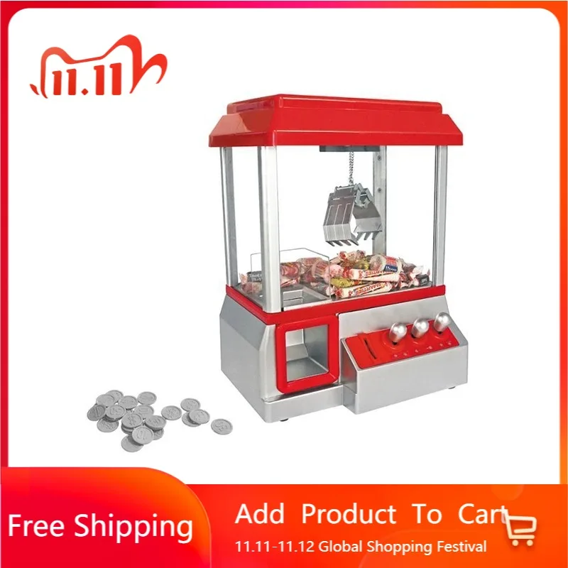 STLF Coin-Operated Mini Home Candy Crane Machine Toy Kids Pretend Play with Amusement Function for Ages 3+