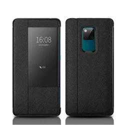Genuine Leather Window View Smart Case for Huawei Mate 20X 5G/20RS/Mate RS Shockproof Heavy Duty Defender Flip Cover Case
