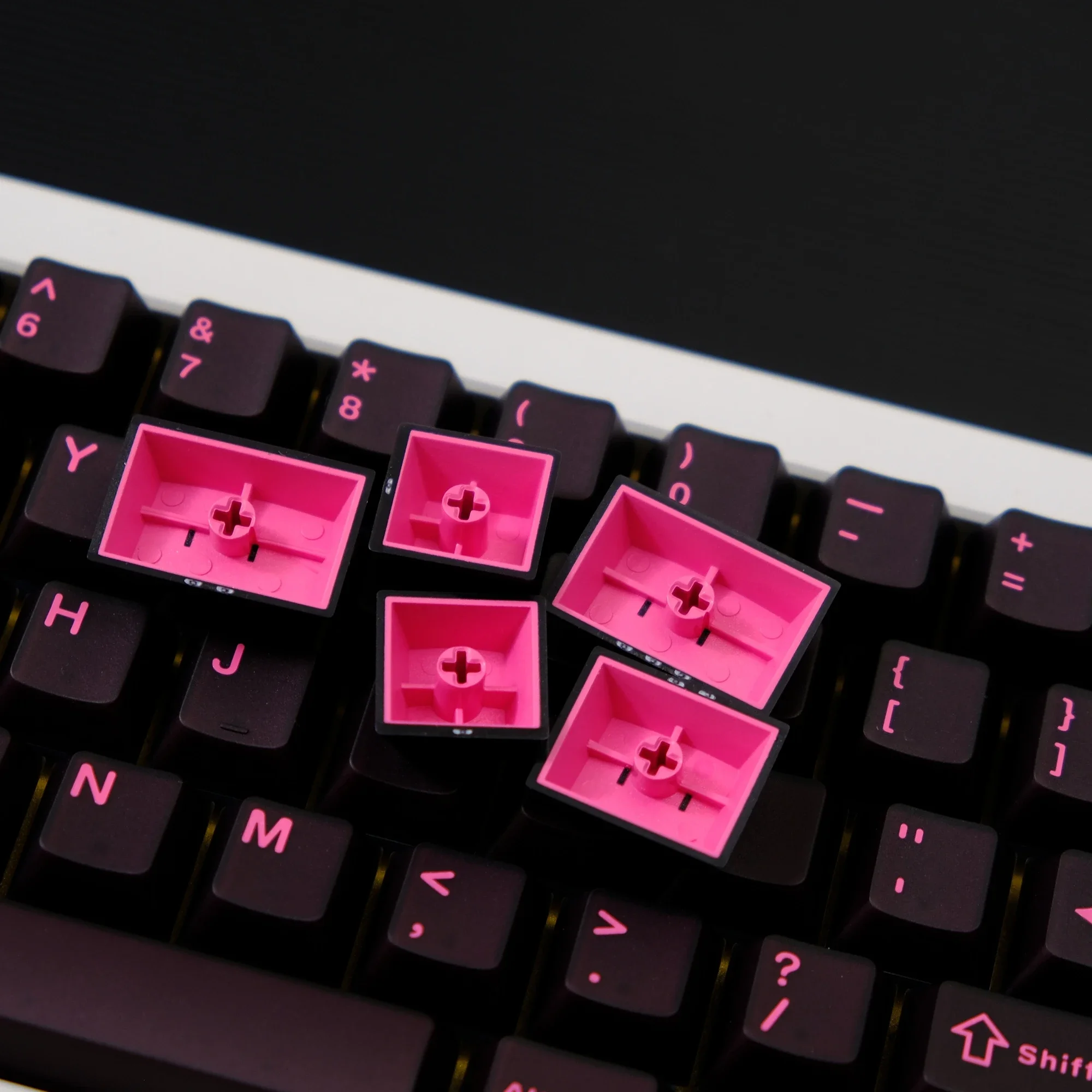

114 Keys Aifei Keycaps ABS Double Shot Rose Red Cherry Profile Translucent for 61 68 75 87 Mechanical Keyboard AULA F75 Game PC