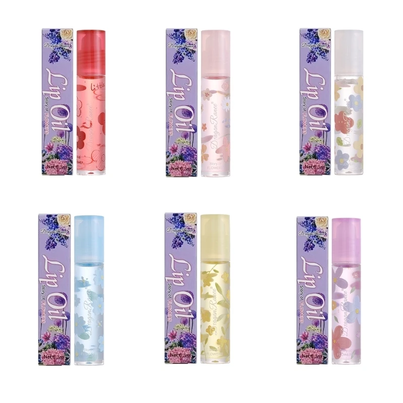 

Q1QD Dragon Ranee Flower Roll-on Lip Balm Lip Gloss Moisturizing Transparent Lip Oil Hydrating Lip Gloss Makeup Cosmetics