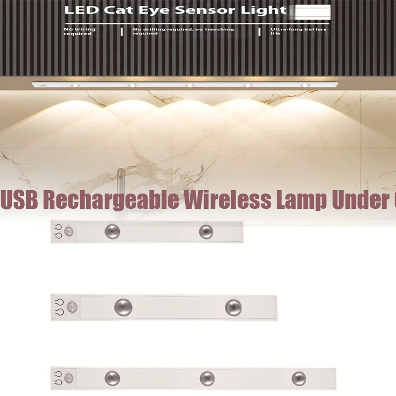 

Motion Sensor Night Light USB Rechargeable Wireless Lamp Under Cabinet Led Lights for Kitchen Cabinet Bedroom Wardrobe Lighting